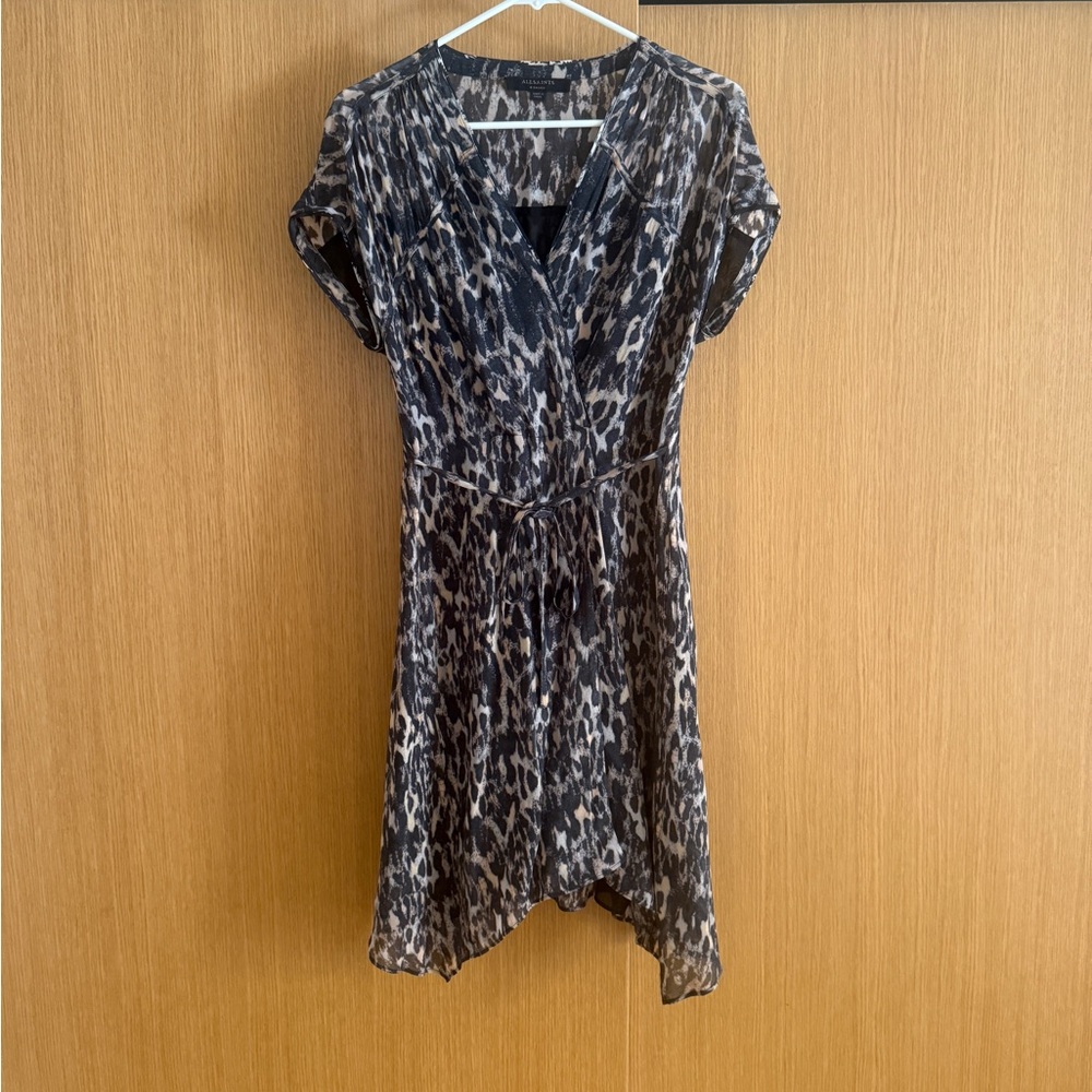 All Saints Monochrome Patterned Leopard Dress